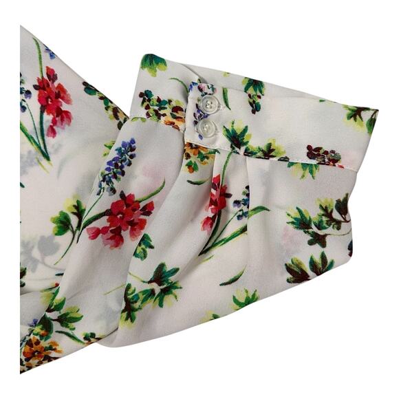 Rose + Olive Women Chiffon White Folral 3/4 Sleeve‎ V Neck Blouse Size 1X - Picture 7 of 8